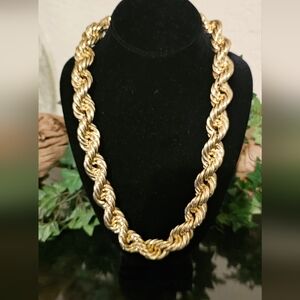 Elegant Gold-Tone Twisted Rope Necklace